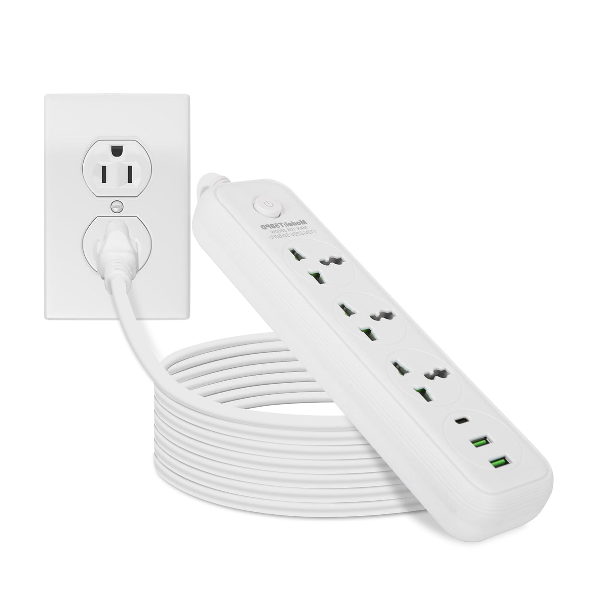Versatile Power Strip with USB Ports - 6FT Extension Cord for Home & Travel - Nook & Nest