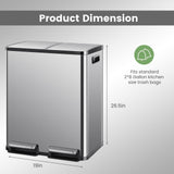60 Liter Stainless Steel Trash Can, Dual Compartments - Nook & Nest