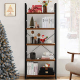 5-Tier Open Bookshelf – Display Storage, Black or Rust - Nook & Nest