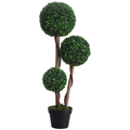 Plant for Home Decor Indoor & Outdoor Plants, Tree in Pot, 3 Ball Boxwood Topiary Tree for Home Office, Living Room Decor, Dark Green - Nook & Nest