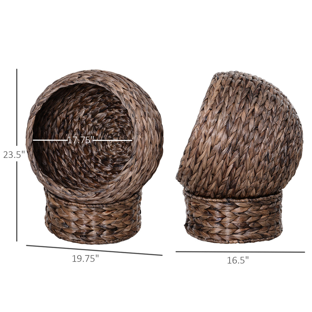 Handwoven Elevated Cat Bed: Cozy Wicker Cat Egg Chair with Soft Cushion and Rotating Basket - Nook & Nest
