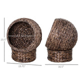 Elevated Cat Bed with Rotating Wicker Pod – Handwoven, Plush Cushion, Nook & Nest