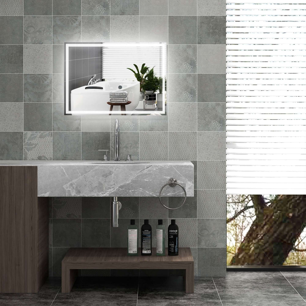 Transform Your Space with the Dimmable LED Bathroom Mirror – 32" x 24", 3 Color Modes & Smart Touch - Nook & Nest