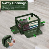 Collapsible Storage Crate – MDF Wood Lid, 41 QT, 66 lb, 4 Side Doors, Nook & Nest
