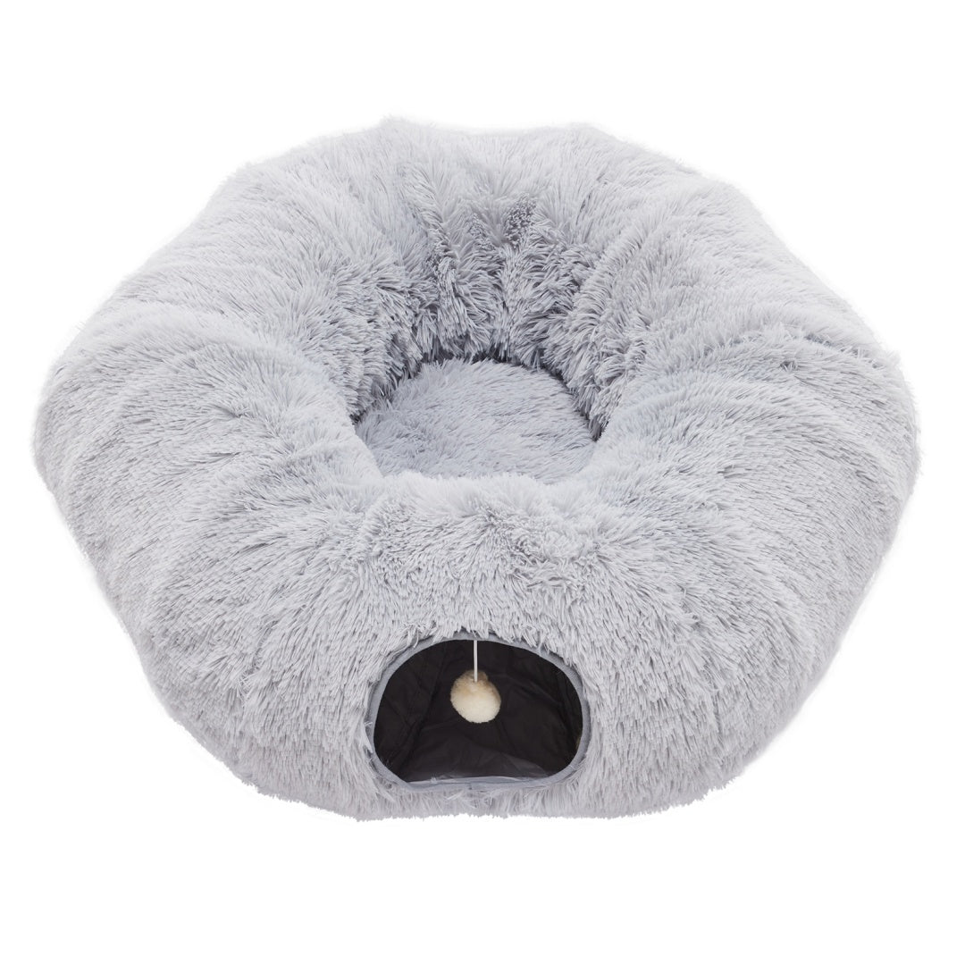 Cat Tunnel Bed For Indoor, Soft Plush Peekaboo Cat Cave Donut Tunnel, For Cats Kittens, Rabbit - Nook & Nest