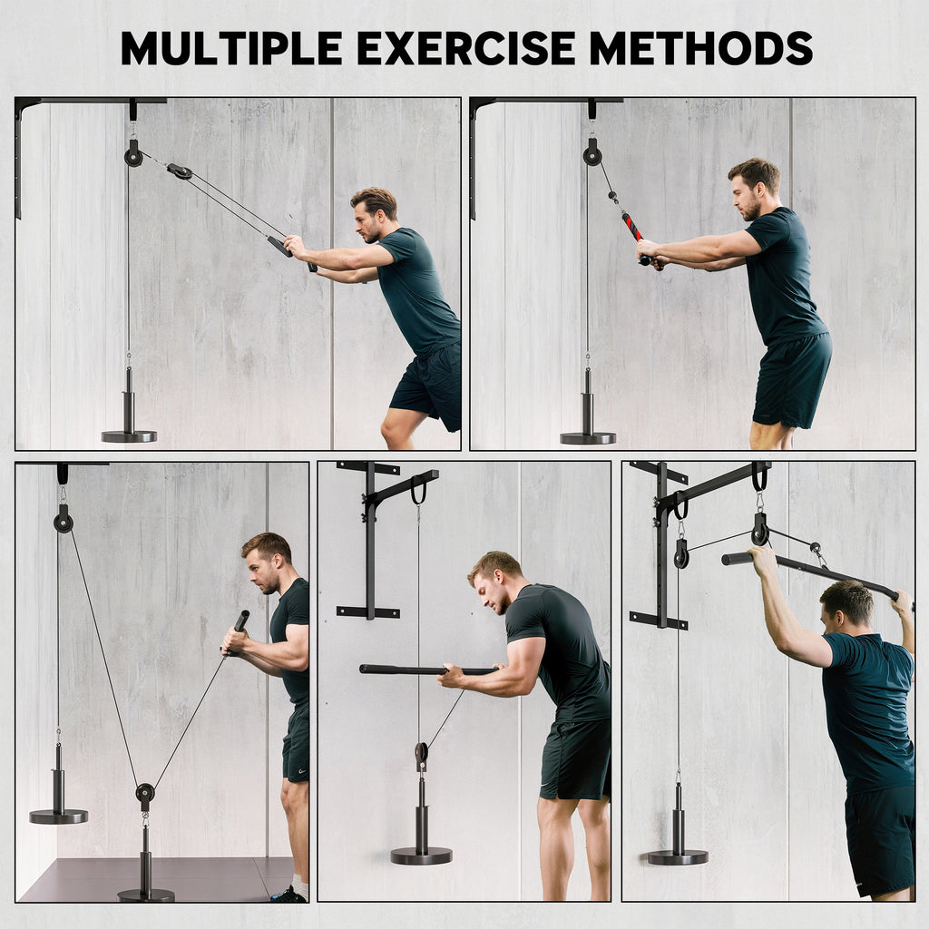 Weight Cable Pulley System for Home Gym with Universal Loading Pin for LAT Pull Down, Biceps Curl Workout, Red - Nook & Nest