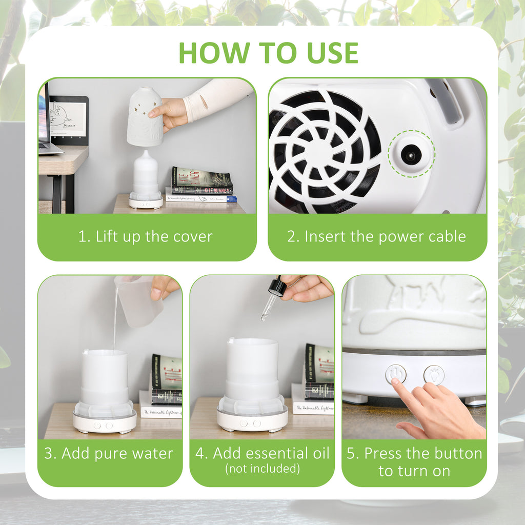 Elevate Your Space with the Ultrasonic Aromatherapy Diffuser – 100ml Ceramic Cover Humidifier with 7 LED Colors - Nook & Nest