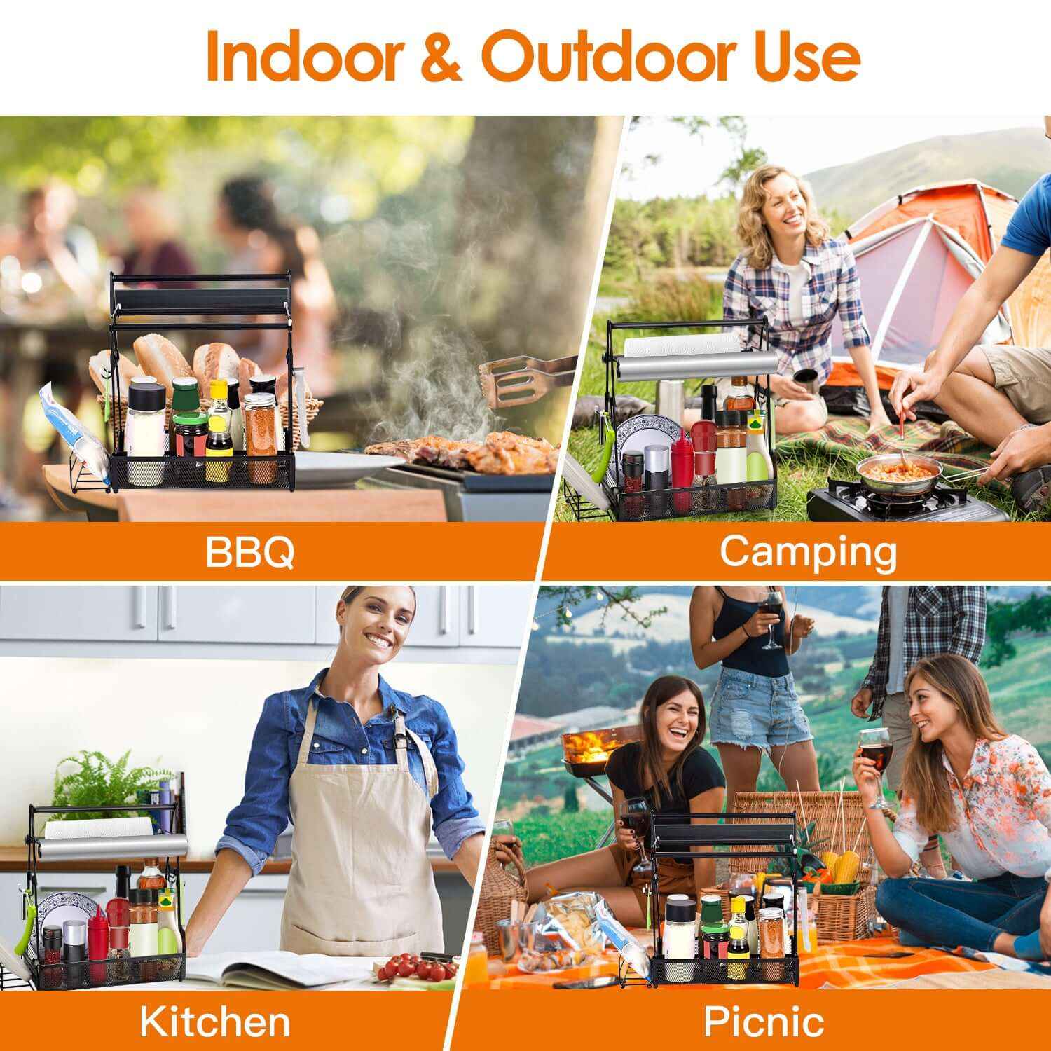 Metal BBQ Organizer: The Essential Grill Utensil Caddy with Paper Towel Holder - Nook & Nest