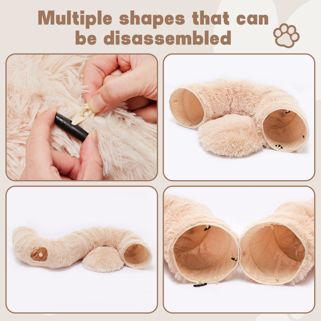 Cat Tunnel Bed For Indoor, Soft Plush Peekaboo Cat Cave Donut Tunnel, For Cats Kittens, Rabbit - Nook & Nest