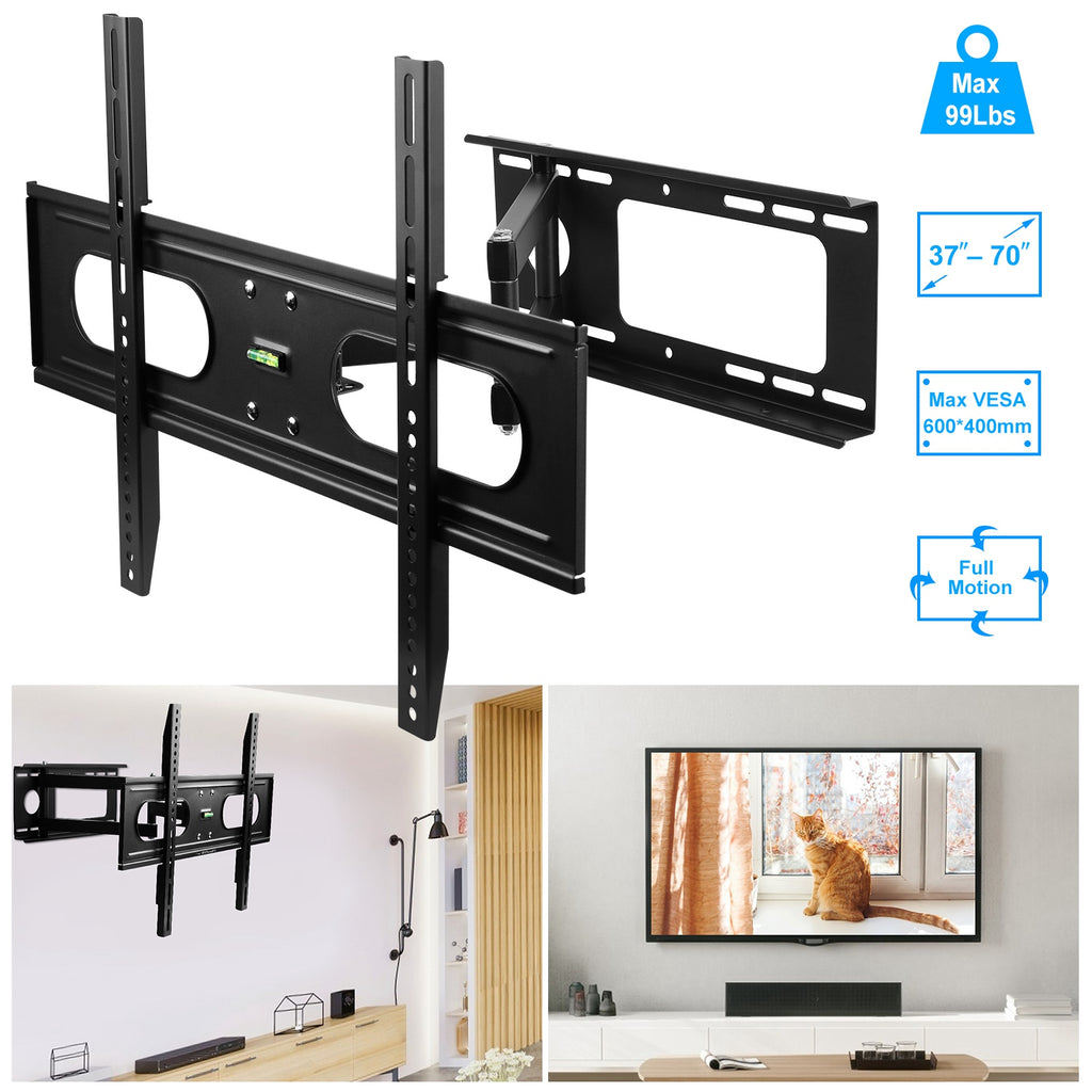 1Pc Full Motion TV Wall Mount Swivel Tilt TV Wall Rack Support 37in To 70in TV Wall Mount Max VESA Up To 600x400mm Holds Up To 99LBS - Nook & Nest