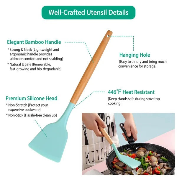 Elevate Your Cooking with Our Premium 11Pcs Silicone Cooking Utensil Set - Nook & Nest