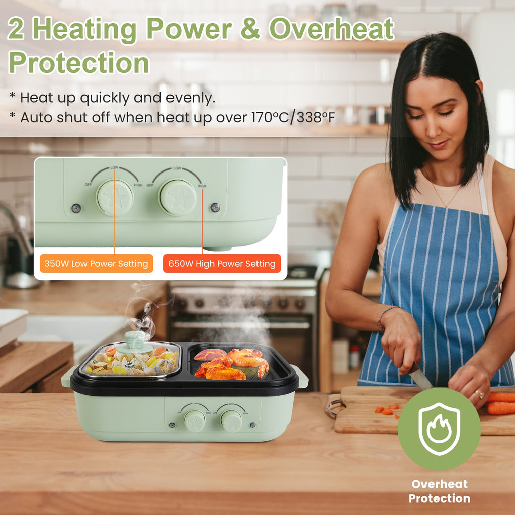 2-in-1 Electric Hot Pot and Grill - Nook & Nest