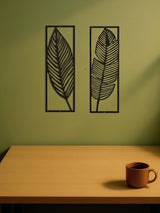 Iron Leaf Wall Art Set of 2 in Rustic Black - Nook & Nest