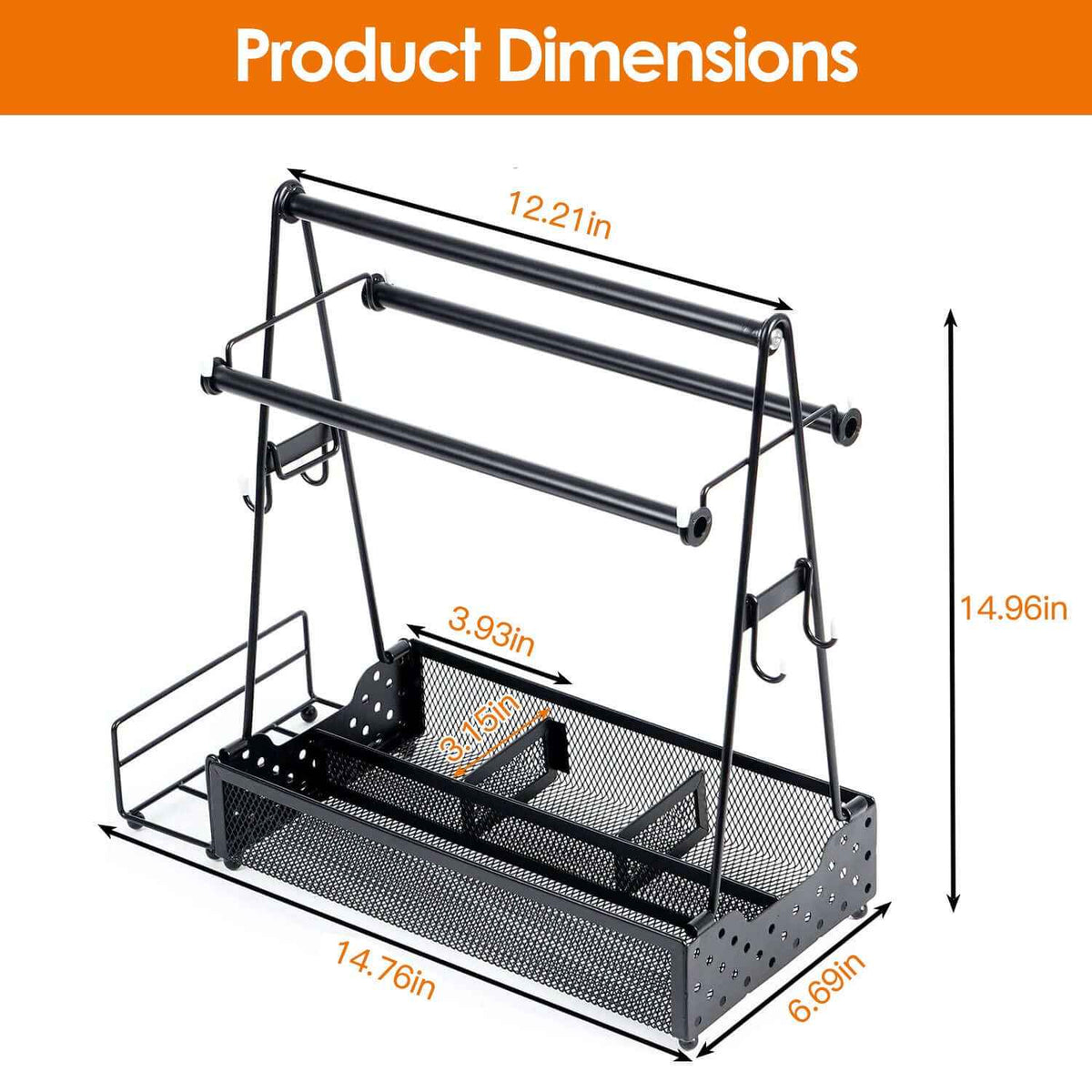 Metal BBQ Organizer: The Essential Grill Utensil Caddy with Paper Towel Holder - Nook & Nest