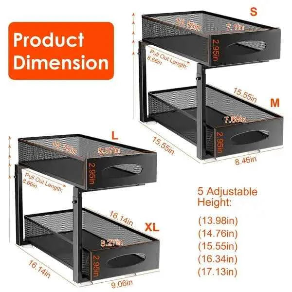 Transform Your Space with Our Pull Out Under Sink Organizer – 2-Tier, Adjustable Height - Nook & Nest
