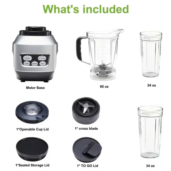 Moothie Blender, Countertop Blender 1200W For Kitchen With 23 34 60oz BPA-Free Portable Cups, Professional Smoothie Maker With Four Programs For Shakes, Sauces, Juice And Ice Crushing - Nook & Nest