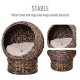 Elevated Cat Bed with Rotating Wicker Pod – Handwoven, Plush Cushion, Nook & Nest