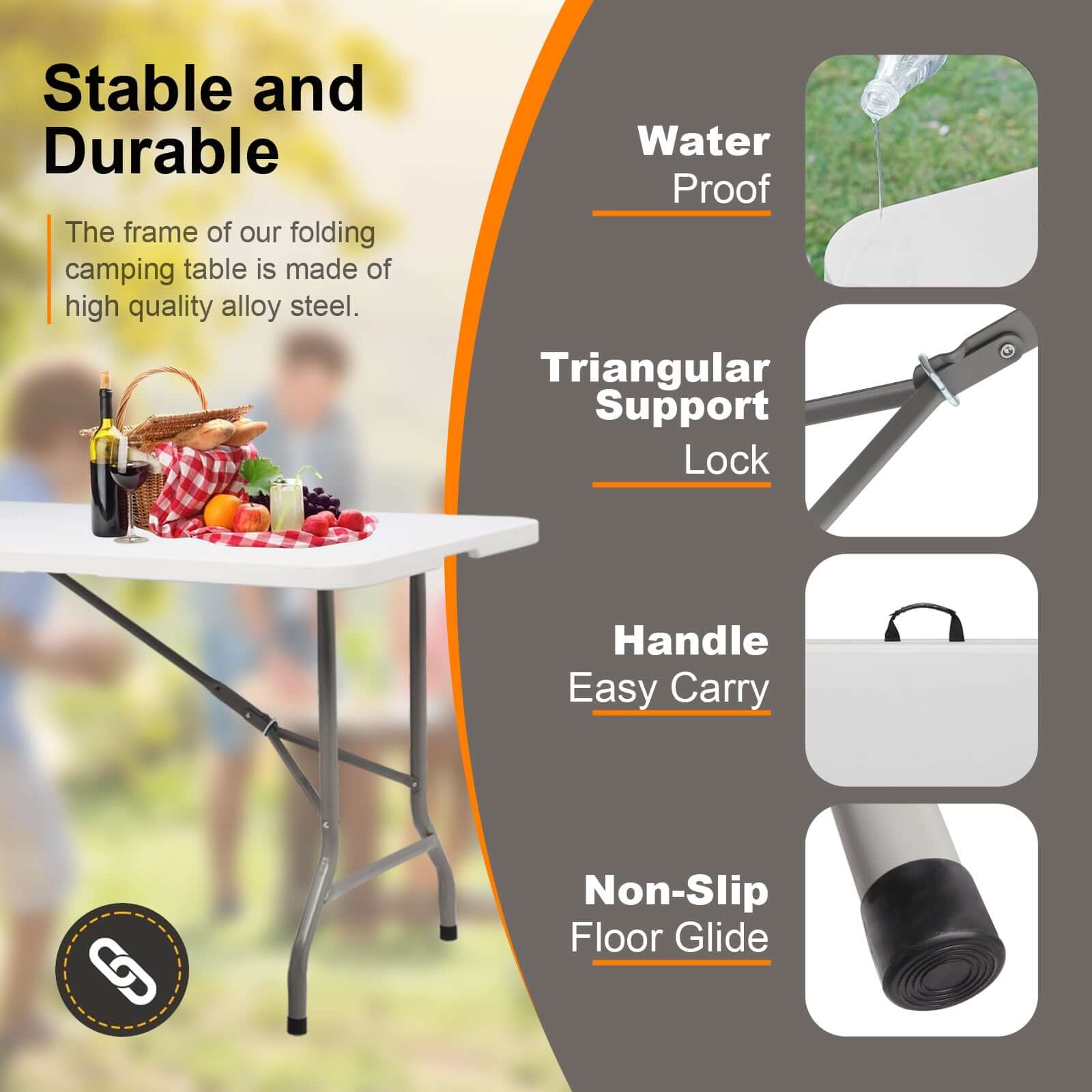 Versatile Portable Heavy Duty Folding Table - Perfect for Indoor & Outdoor Use - Nook & Nest