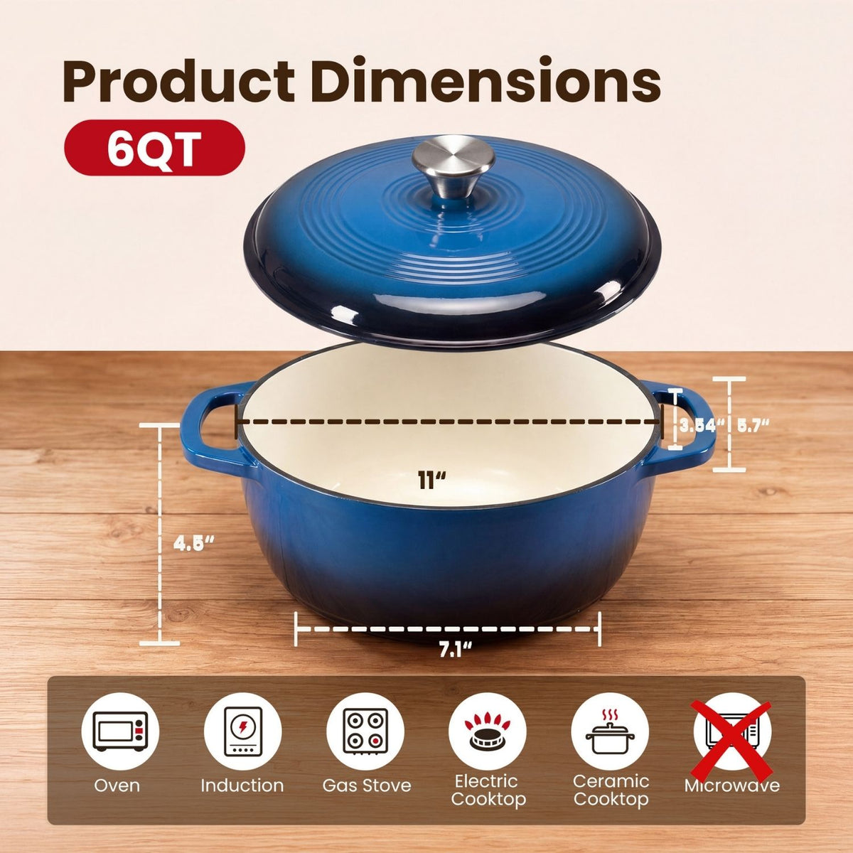 Discover Culinary Excellence with Our 6 Quart Enameled Cast Iron Dutch Oven - Nook & Nest
