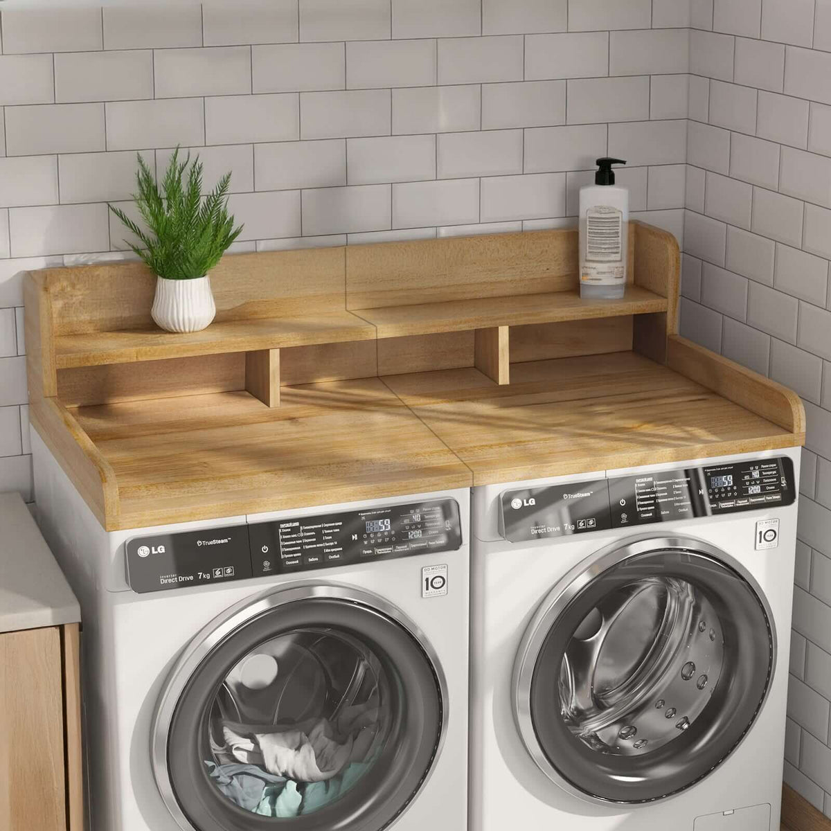 Washer Dryer Organizer Shelf – Maximize Your Laundry Efficiency with our Double-Layer Design - Nook & Nest