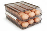 Stackable Egg Holder – Rolling 36-Egg Fridge Organizer with Lid, BPA-F - Nook & Nest