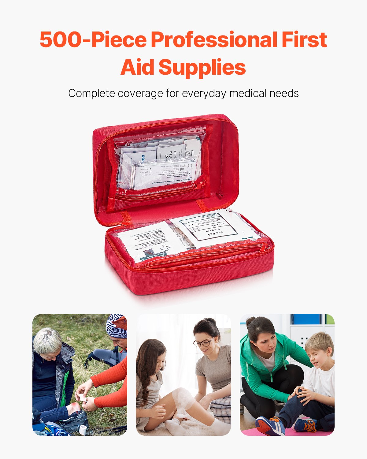 First Aid Kit, 500 Pieces, 600D Nylon Large Survival First Aid Bag, Emergency Medical Supplies, For Home, Car, Office, Travel, Camping, Truck, Hiking, Sports, Vehicle And Outdoor Emergencies - Nook & Nest
