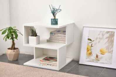 Elevate Your Space with the Minimalist Cream Bookshelf - Stylish 2-Tier Design - Nook & Nest