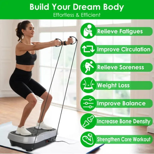 Vibration Exercise Machine With Resistant Bands Remote Control Whole Body Vibration Platform Workout Equipment Home Fitness Training Equipment For Weight Loss Fat Burner - Nook & Nest