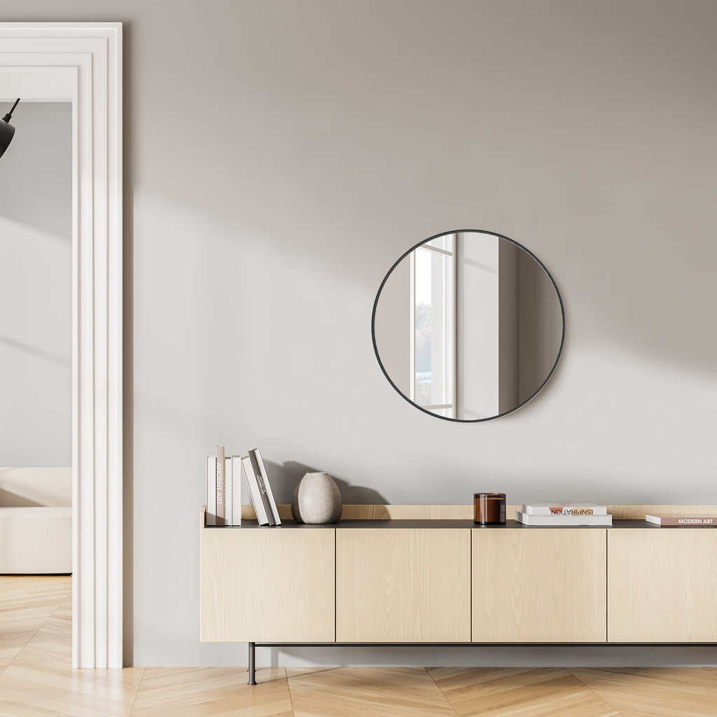 Black Circular Wall Mirror 20 Inches - Nook & Nest