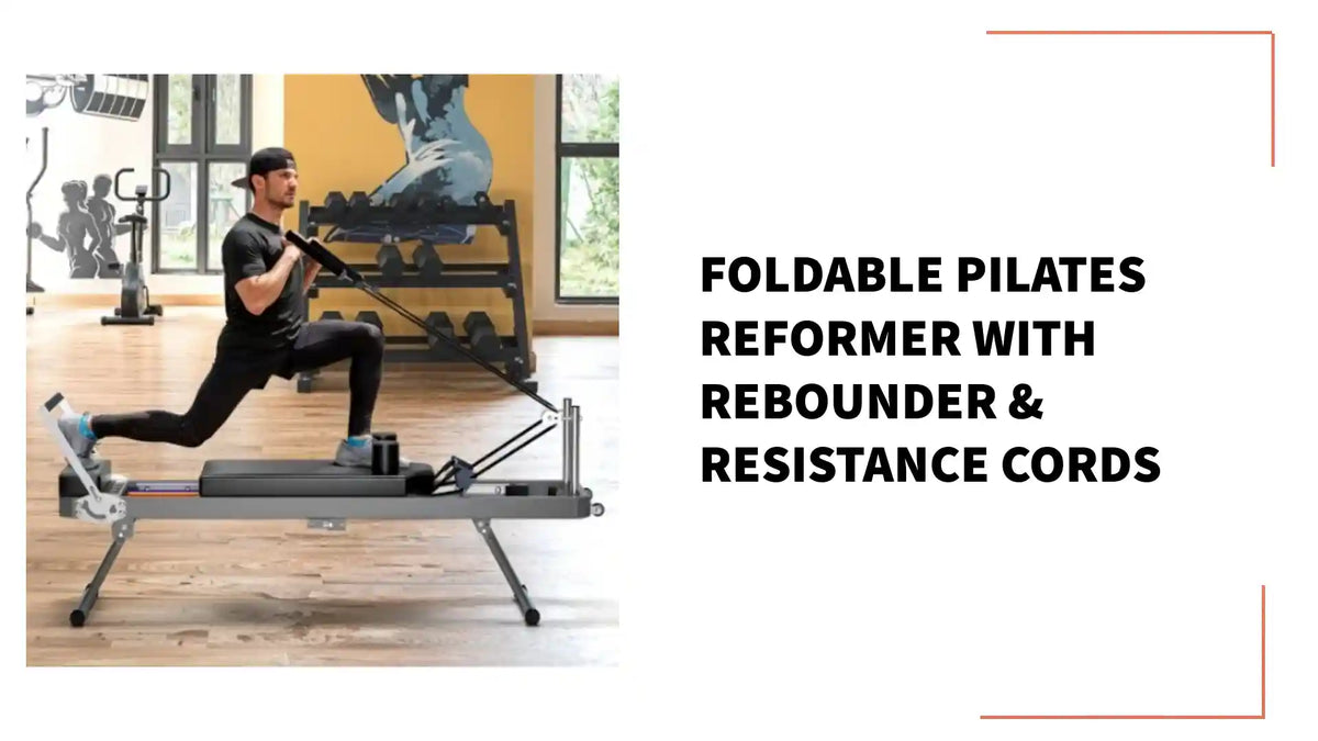 Foldable Pilates Reformer with Rebounder &amp; Resistance Cords by@Outfy