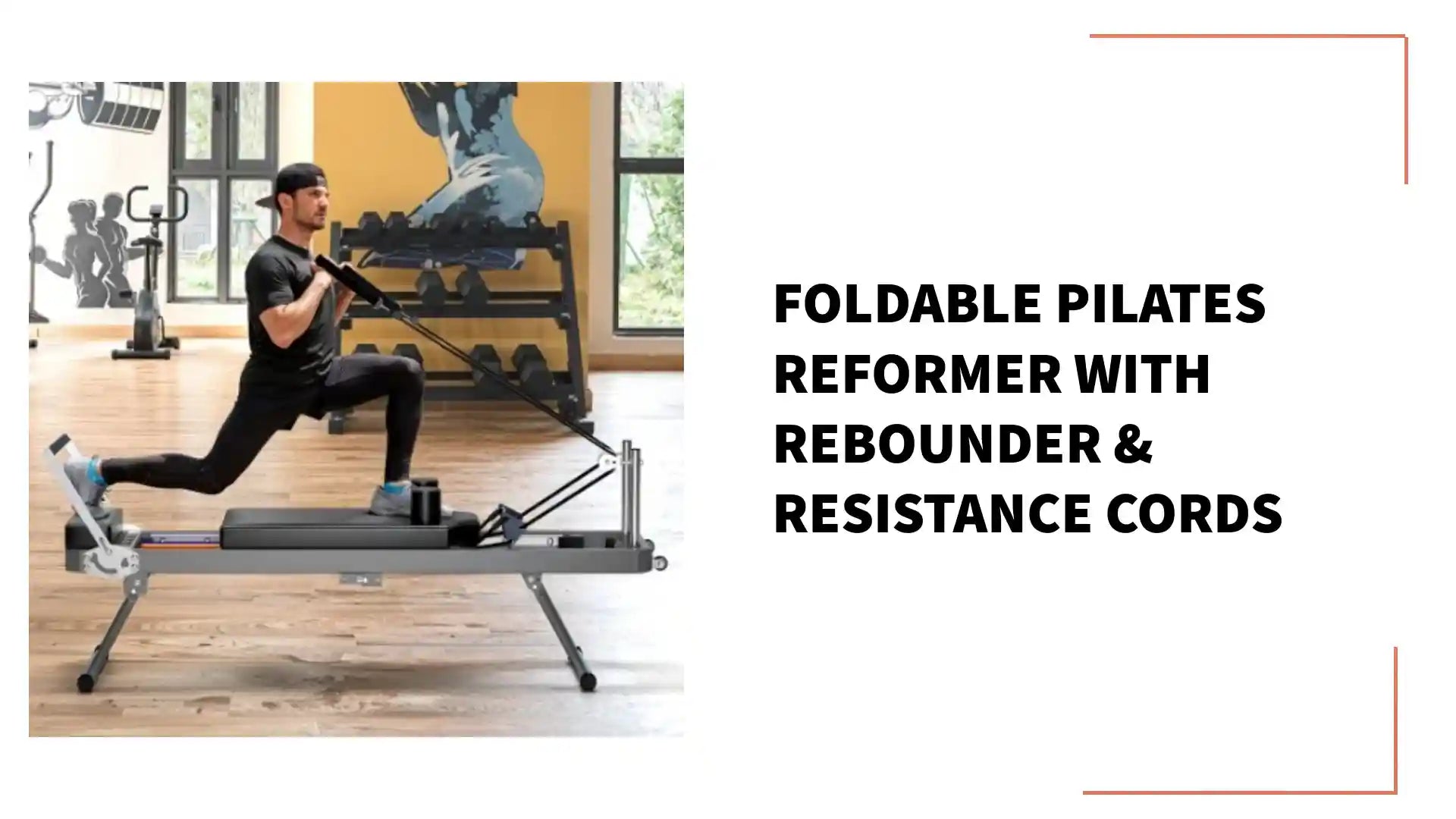 Foldable Pilates Reformer with Rebounder & Resistance Cords by@Outfy