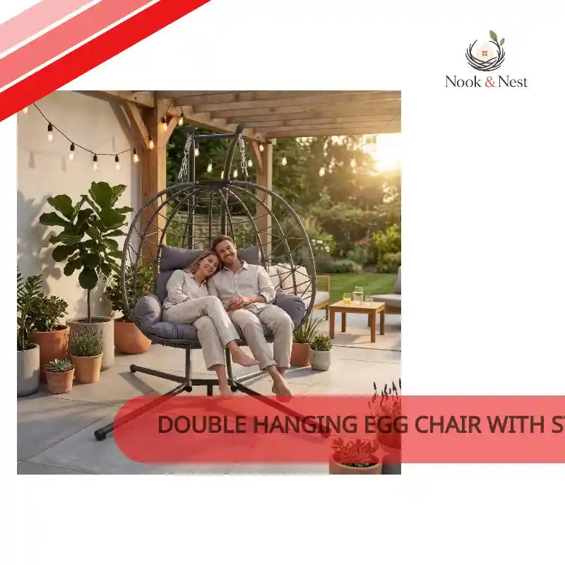 Double Hanging Egg Chair with Stand - Indoor &amp; Outdoor by@Outfy