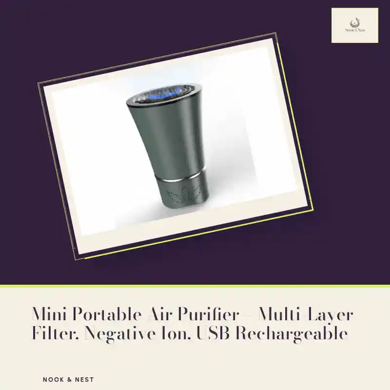 Mini Portable Air Purifier &ndash; Multi-Layer Filter, Negative Ion, USB Rechargeable by@Outfy