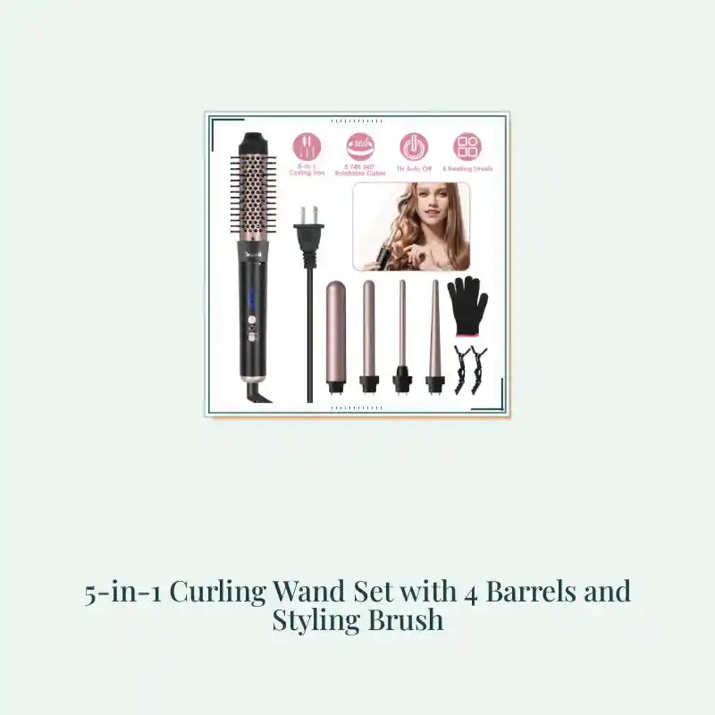 5-in-1 Curling Wand Set with 4 Barrels and Styling Brush by@Outfy