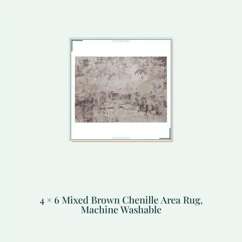 4 &times; 6 Mixed Brown Chenille Area Rug, Machine Washable by@Outfy