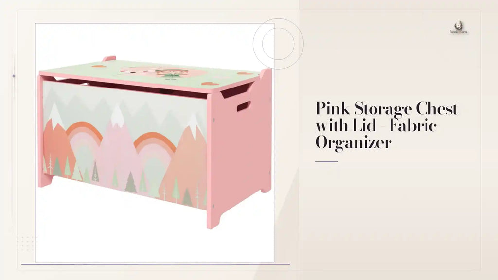 Pink Storage Chest with Lid - Fabric Organizer by@Outfy