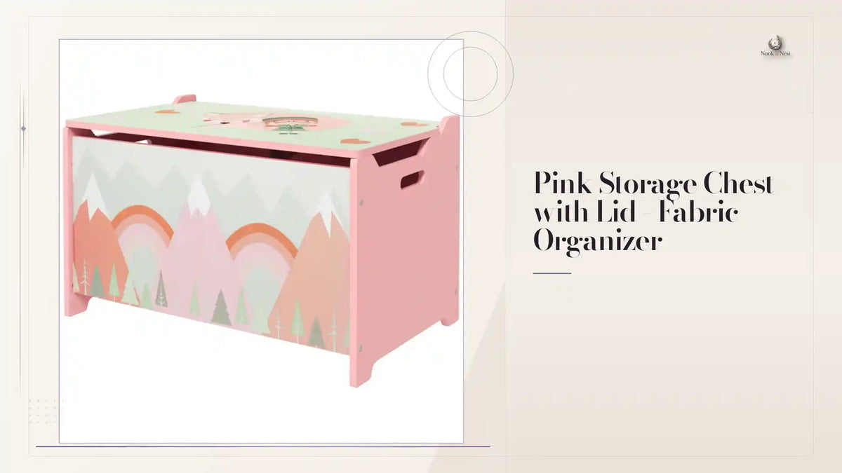 Pink Storage Chest with Lid - Fabric Organizer by@Outfy
