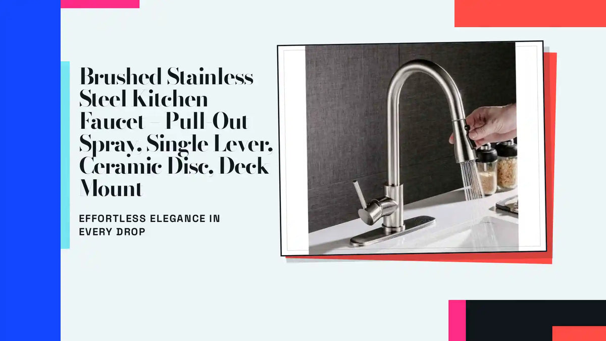Brushed Stainless Steel Kitchen Faucet &ndash; Pull-Out Spray, Single Lever, Ceramic Disc, Deck Mount by@Outfy