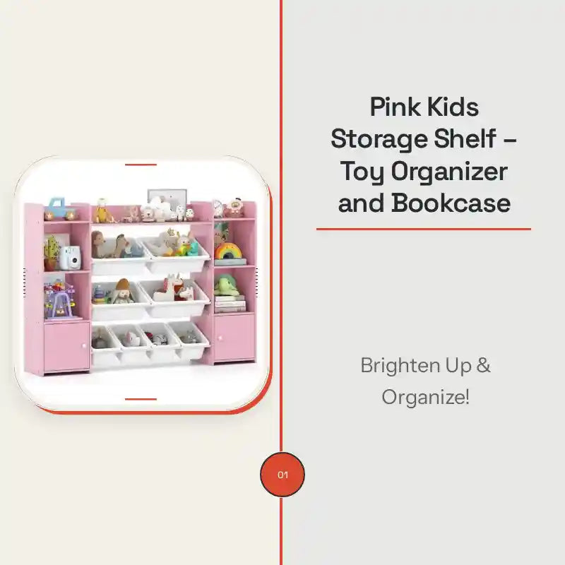 Pink Kids Storage Shelf &ndash; Toy Organizer and Bookcase by@Outfy