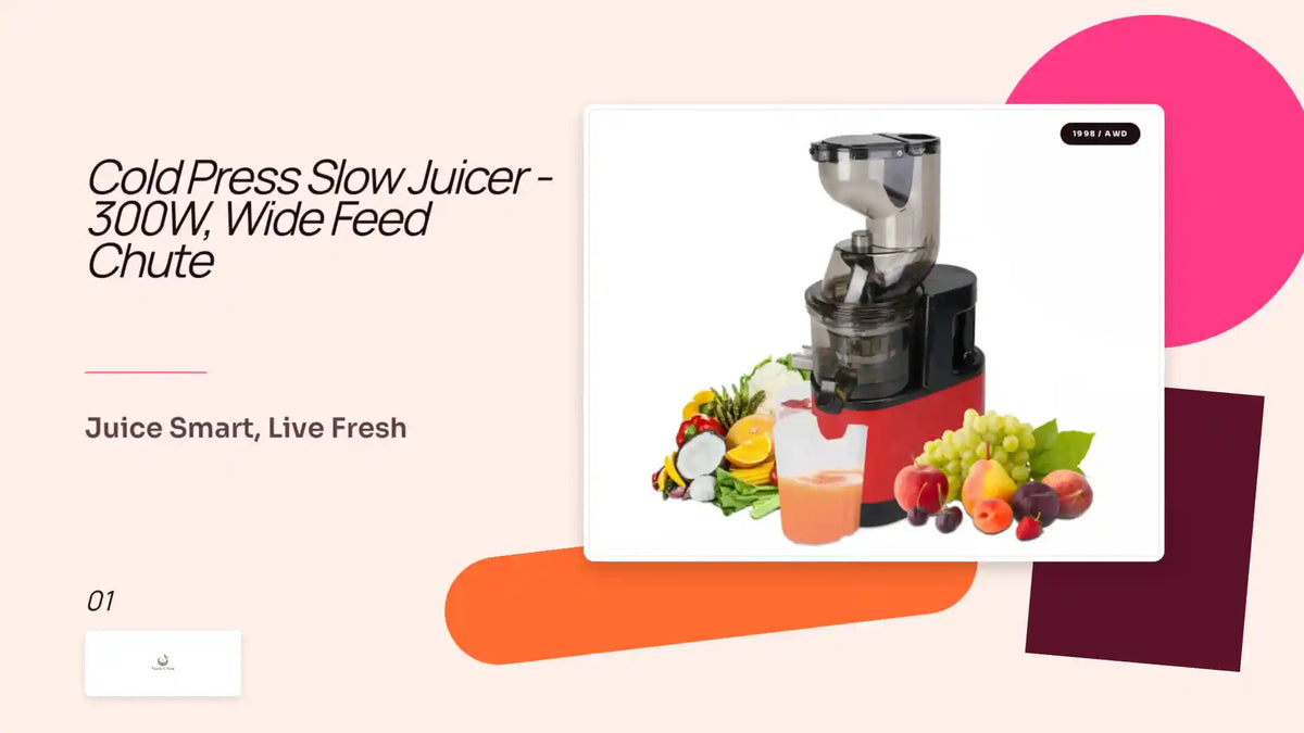Cold Press Slow Juicer - 300W, Wide Feed Chute by@Outfy