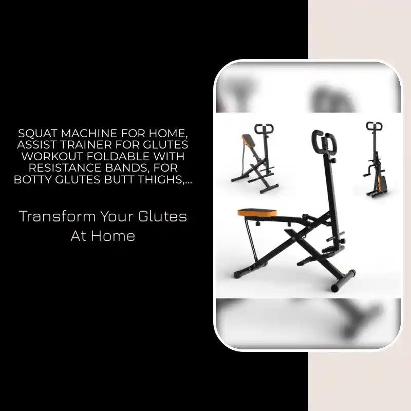Squat Machine For Home, Assist Trainer For Glutes Workout Foldable With Resistance Bands, For Botty Glutes Butt Thighs, Ab Back Leg Press Hip Thrust For Home Gym Fitness-Black by@Outfy