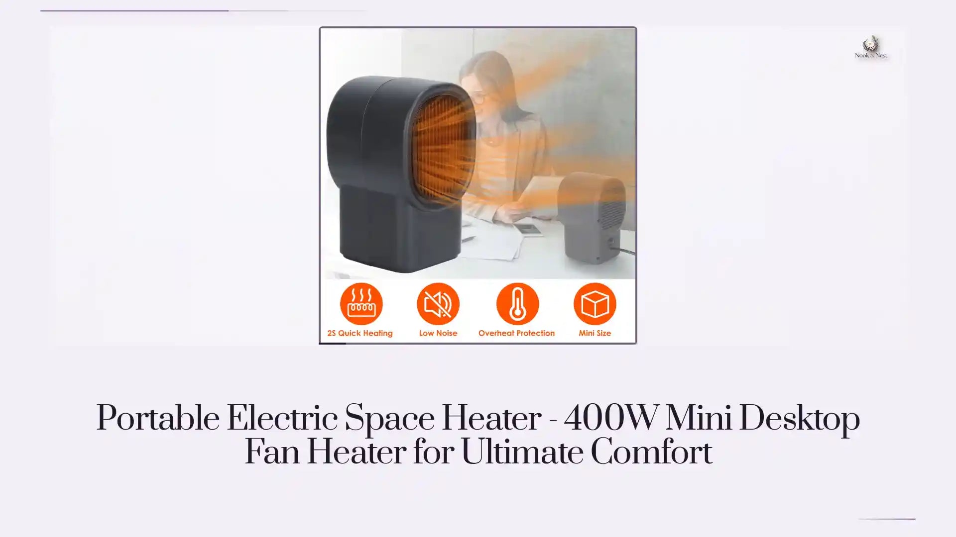 Portable Electric Space Heater - 400W Mini Desktop Fan Heater for Ultimate Comfort by@Outfy