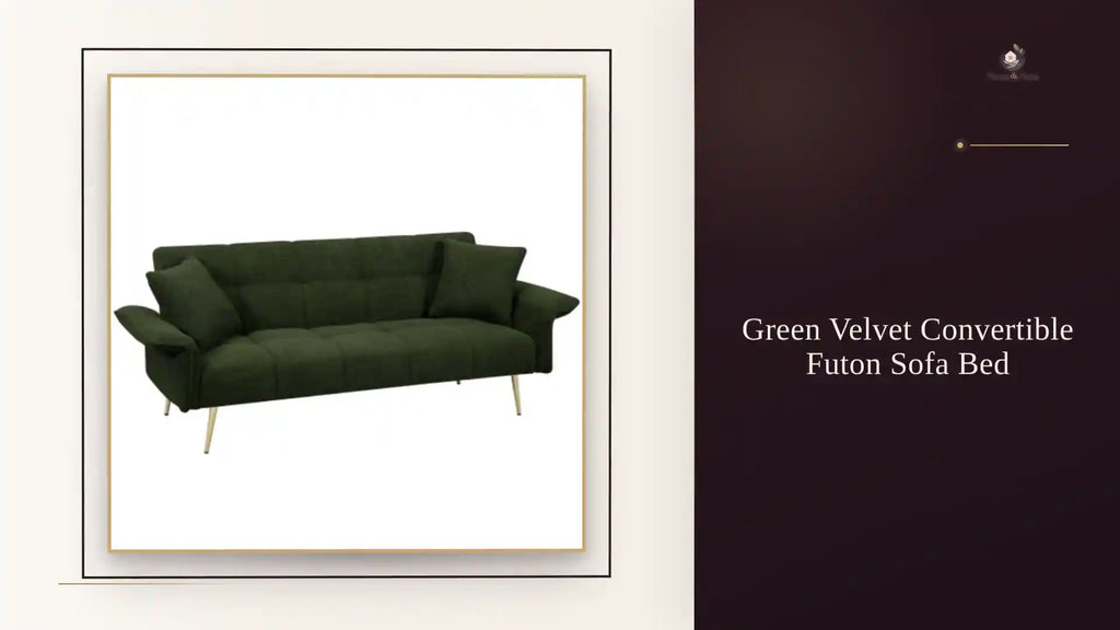 Green Velvet Convertible Futon Sofa Bed by@Outfy