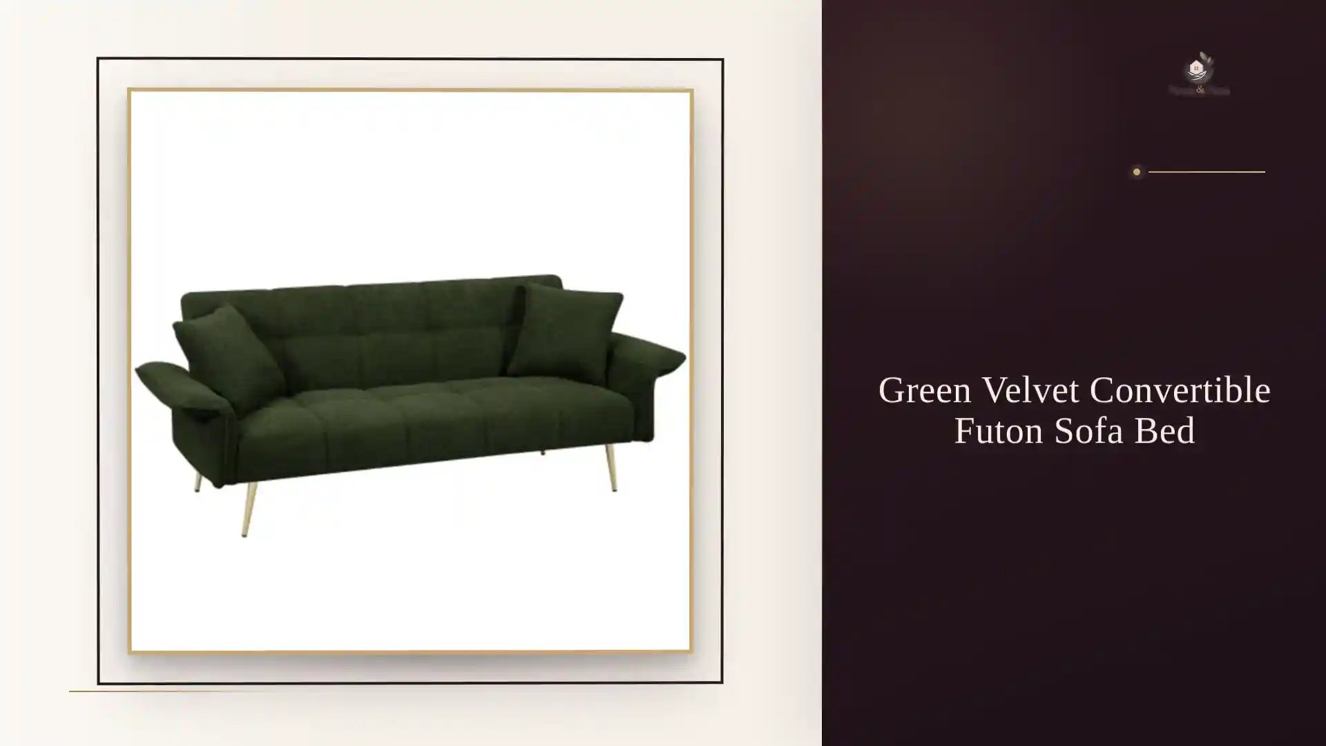 Green Velvet Convertible Futon Sofa Bed by@Outfy