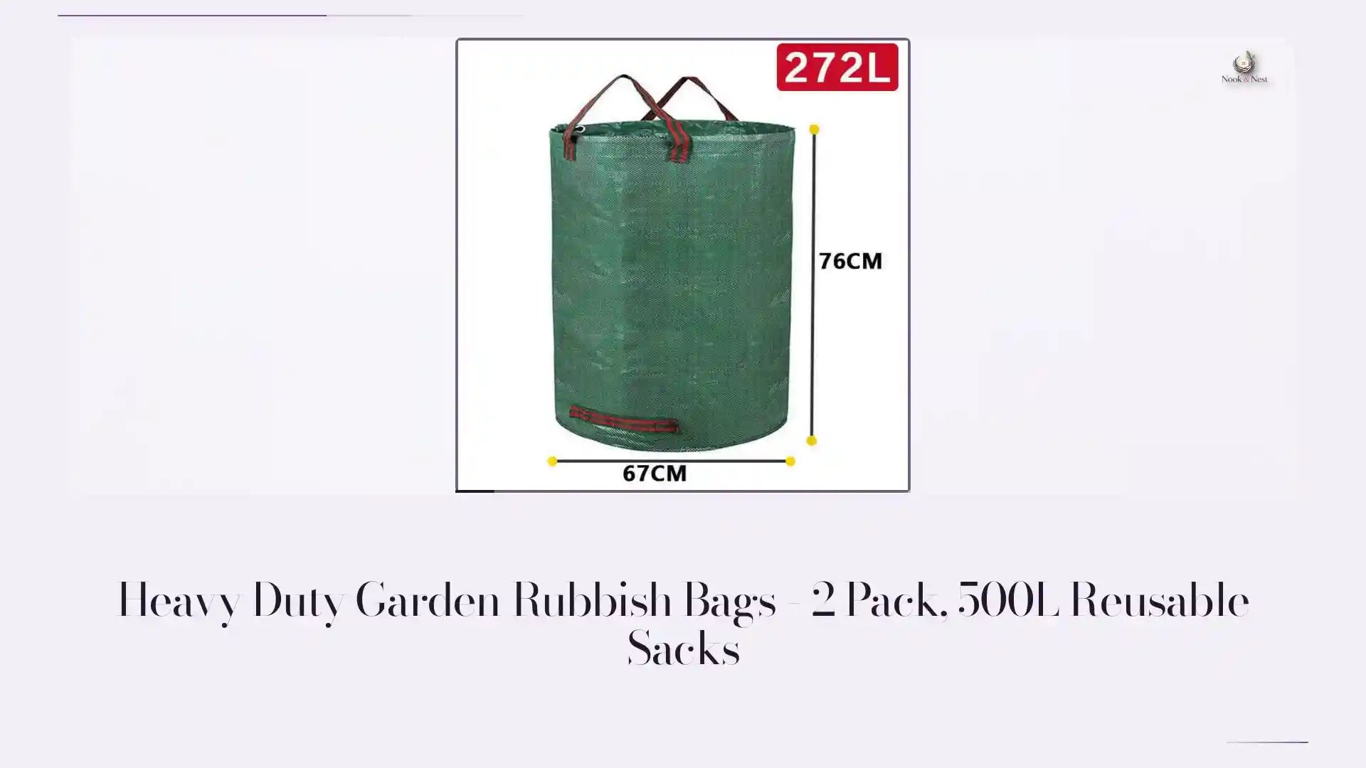 Heavy Duty Garden Rubbish Bags - 2 Pack, 500L Reusable Sacks by@Outfy