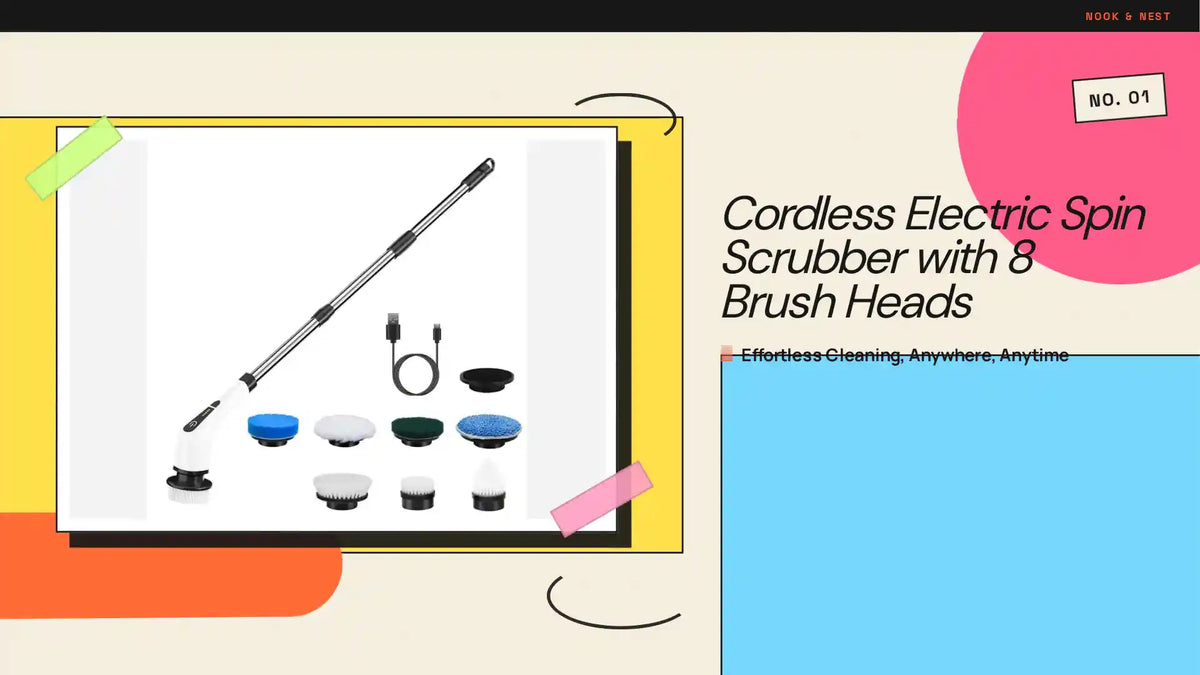 Cordless Electric Spin Scrubber with 8 Brush Heads by@Outfy