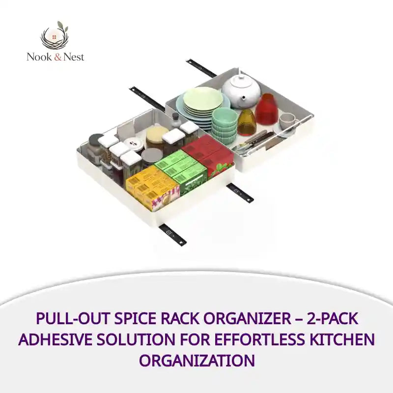 Pull-Out Spice Rack Organizer &ndash; 2-Pack Adhesive Solution for Effortless Kitchen Organization by@Outfy