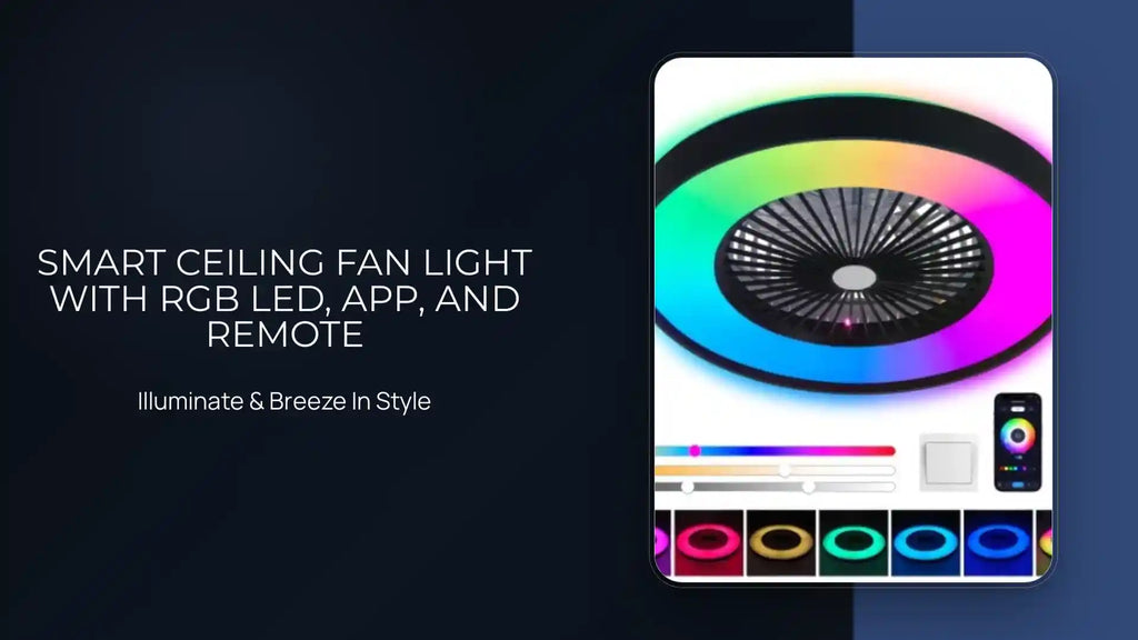 Smart Ceiling Fan Light with RGB LED, App, and Remote by@Outfy
