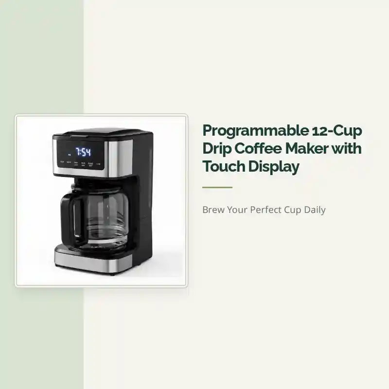 Programmable 12-Cup Drip Coffee Maker with Touch Display by@Outfy