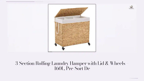 3-Section Rolling Laundry Hamper with Lid &amp; Wheels &ndash; 160L, Pre-Sort De by@Outfy